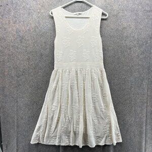 Barbara Lohmann Dress Womens 36 White Floral Knit Sleeveless Fit & Flare Short